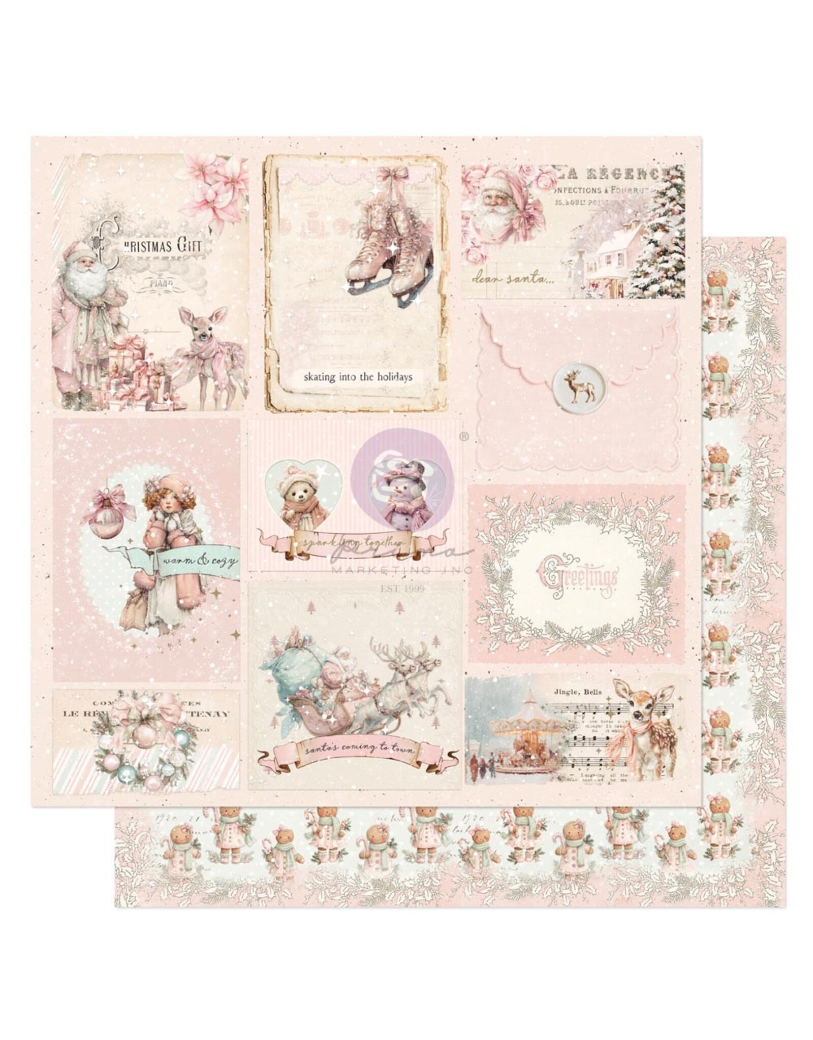 PRIMA PRIMA CHRISTMAS BLUSH ÉBLOUISSANTS ENSEMBLE 12x12 PAPIER CARTONNÉ