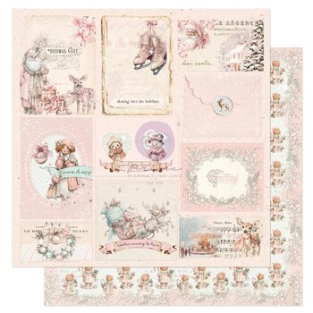 PRIMA PRIMA CHRISTMAS BLUSH SPARKLING TOGETHER 12x12 CARDSTOCK WITH FOIL DETAILS