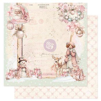 PRIMA PRIMA CHRISTMAS BLUSH SANTA SWEET 12x12 CARDSTOCK WITH FOIL DETAILS