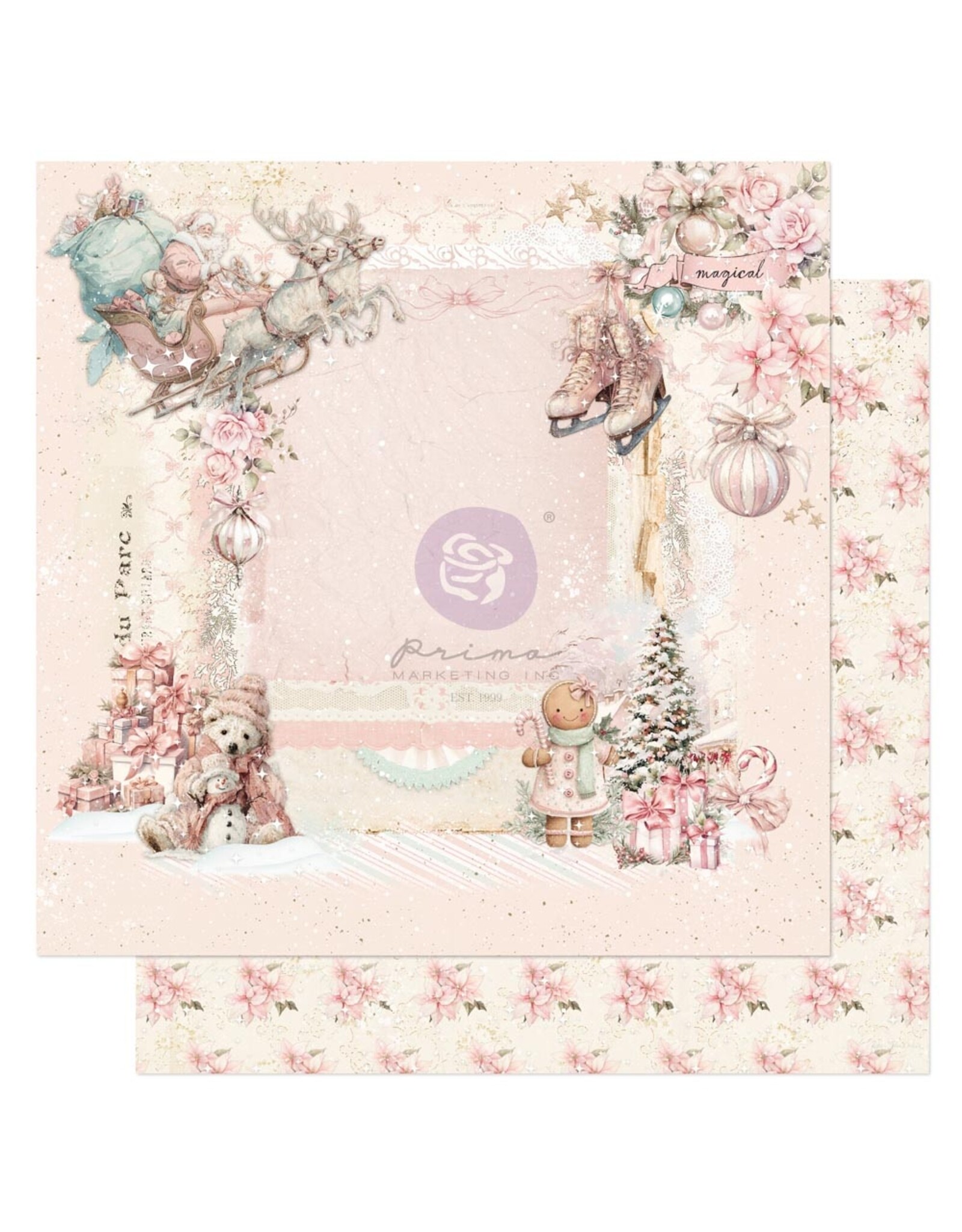 PRIMA PRIMA CHRISTMAS BLUSH NUITS MAGIQUES 12x12 PAPIER CARTONNÉ