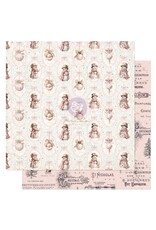 PRIMA PRIMA CHRISTMAS BLUSH ALL BUNDLED UP 12x12 CARDSTOCK WITH FOIL DETAILS