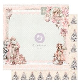 PRIMA PRIMA CHRISTMAS BLUSH SOUVENIRS NEIGEUX 12x12 PAPIER CARTONNÉ