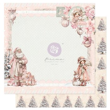 PRIMA PRIMA CHRISTMAS BLUSH SNOWY MEMORIES 12x12 CARDSTOCK WITH FOIL DETAILS