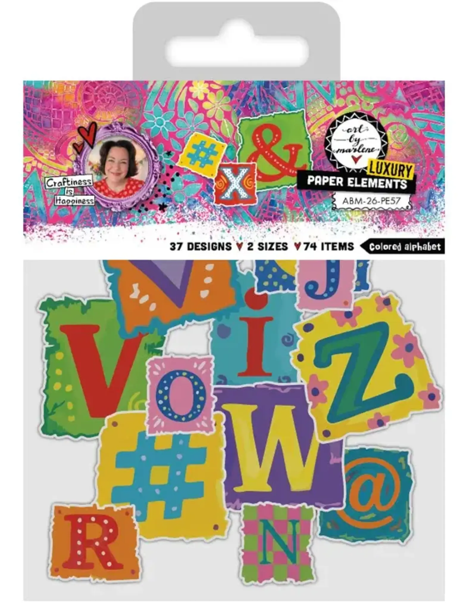 STUDIOLIGHT STUDIOLIGHT ART BY MARLENE L'ART DE L'ALPHABET COLORÉ ÉLÉMENTS DE PAPIER DÉCOUPÉS 74/PK
