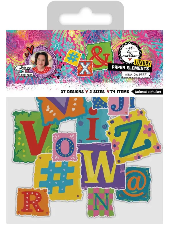 STUDIOLIGHT STUDIOLIGHT ART BY MARLENE COLORED ALPHABET ART PAPER ELEMENTS DIE-CUT 74/PK