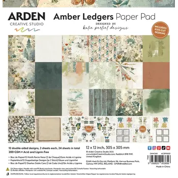 ARDEN CREATIVE STUDIO ARDEN CREATIVE STUDIO AMBER LEDGERS 12x12 PAPER PAD 24 SHEETS