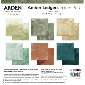 ARDEN CREATIVE STUDIO ARDEN CREATIVE STUDIO AMBER LEDGERS SOLIDS 12x12 PAPER PAD 24 SHEETS