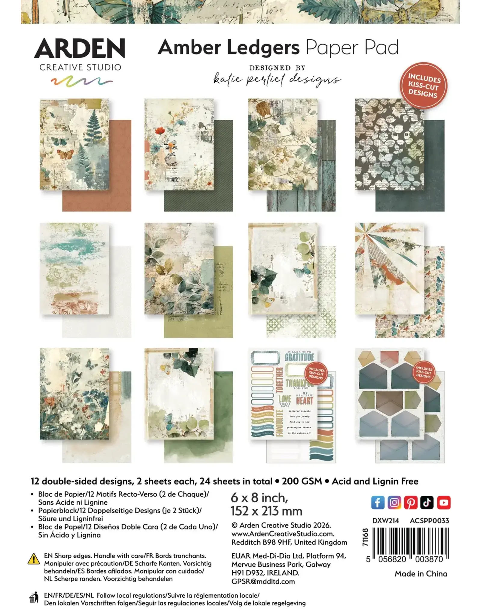 ARDEN CREATIVE STUDIO ARDEN CREATIVE STUDIO AMBER LEDGERS 6x8 PAQUET DE PAPIER