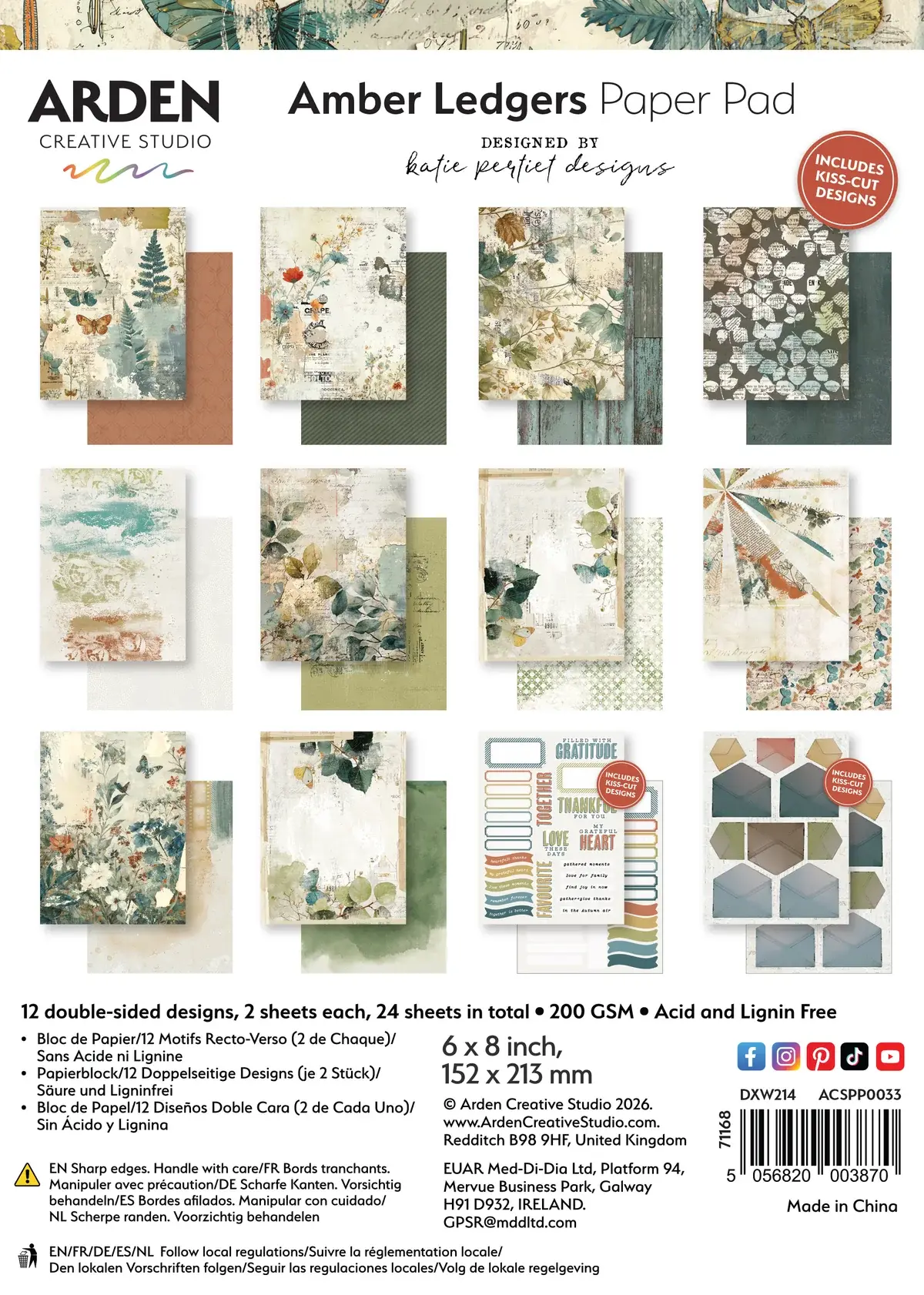 ARDEN CREATIVE STUDIO ARDEN CREATIVE STUDIO AMBER LEDGERS 6x8 PAPER PAD