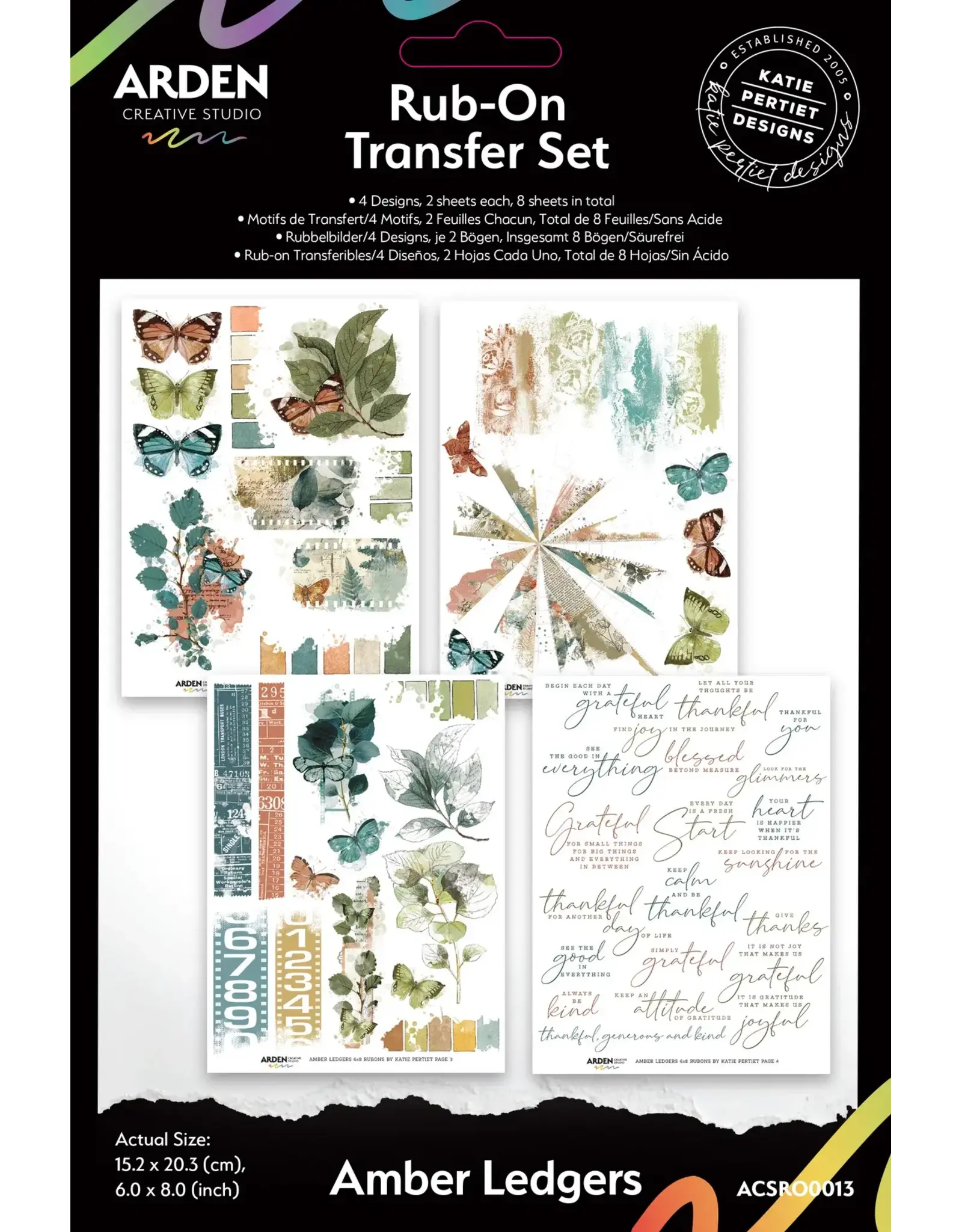 ARDEN CREATIVE STUDIO ARDEN CREATIVE STUDIO AMBER LEDGERS 6x8 FEUILLES DE TRANSFERT