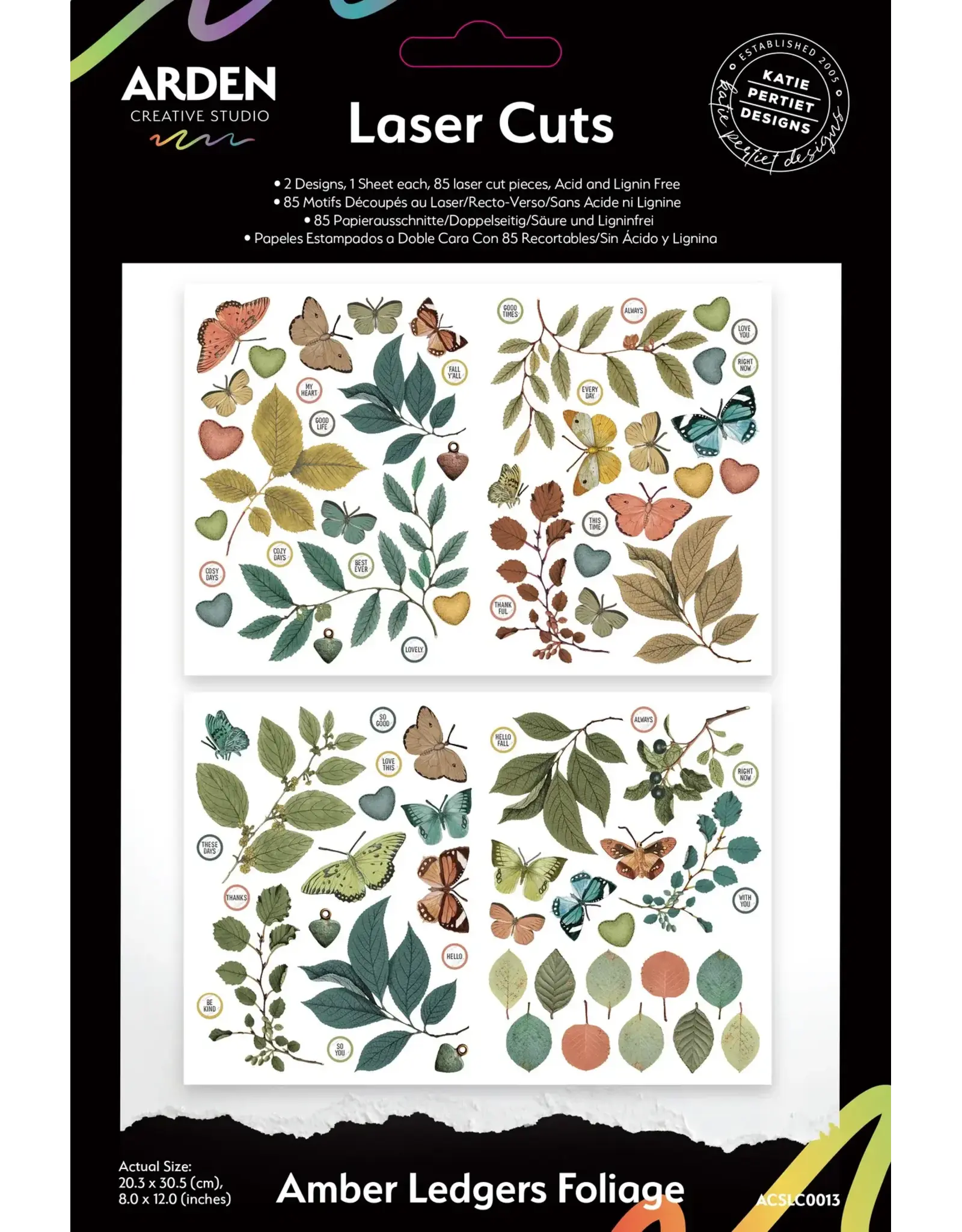 ARDEN CREATIVE STUDIO ARDEN CREATIVE STUDIO AMBER LEDGERS 8x12 DÉCOUPE LASER DU FEUILLAGE
