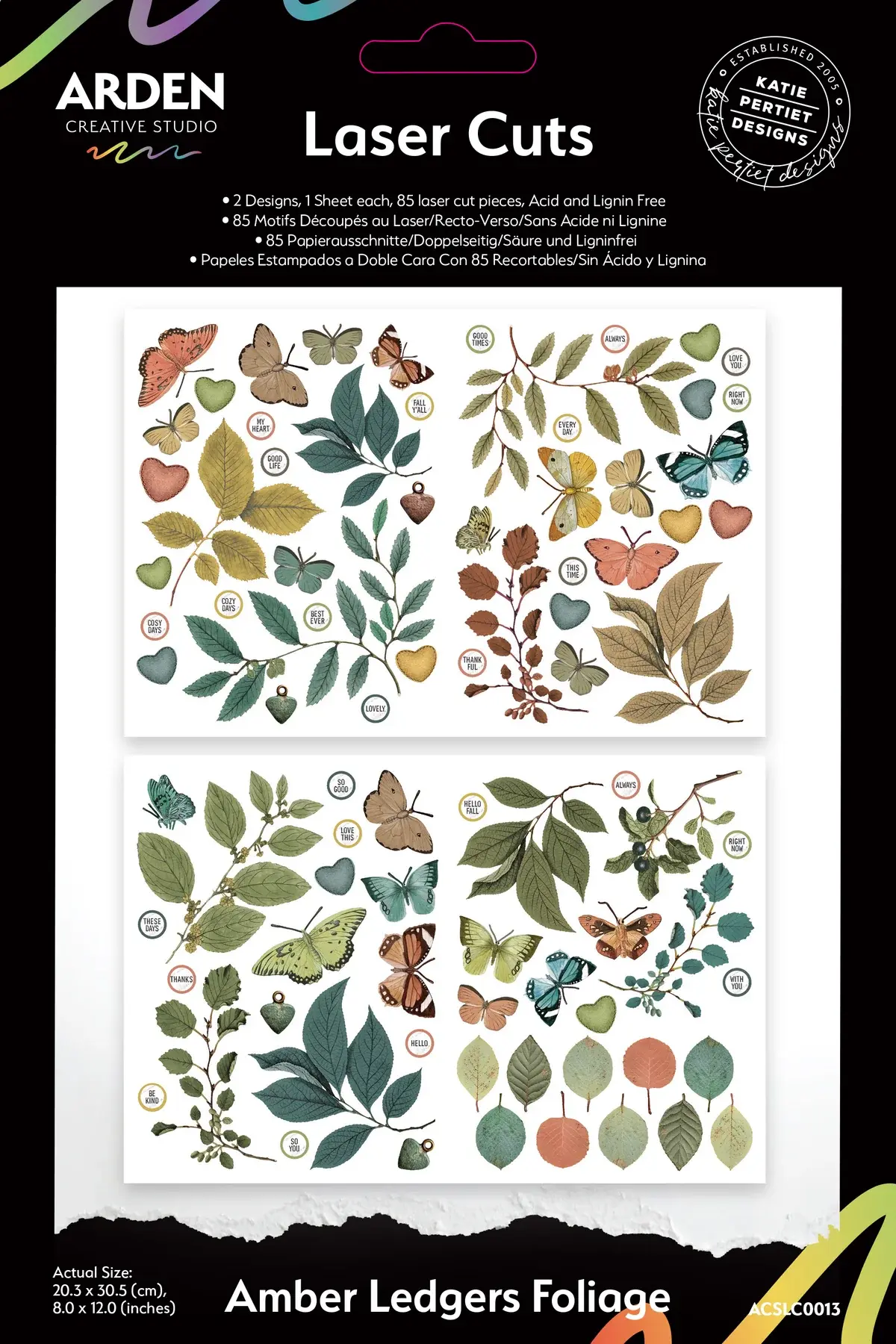 ARDEN CREATIVE STUDIO ARDEN CREATIVE STUDIO AMBER LEDGERS 8x12 LASER CUTS FOLIAGE