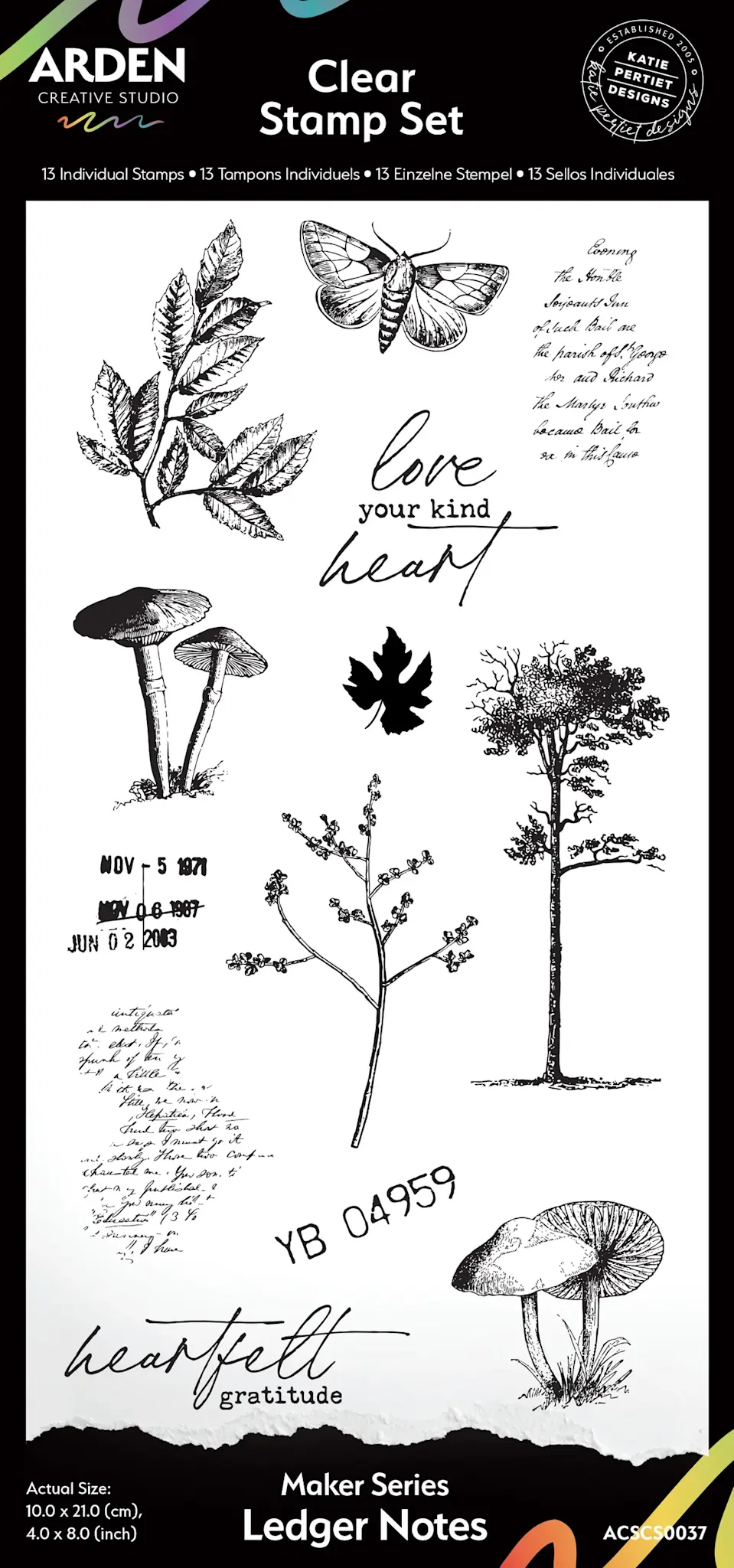 ARDEN CREATIVE STUDIO ARDEN CREATIVE STUDIO MAKER SERIES LEDGER NOTES 4x8 CLEAR STAMP SET