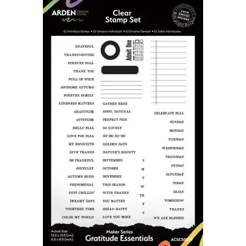 ARDEN CREATIVE STUDIO ARDEN CREATIVE STUDIO MAKER SERIES GRATITUDE ESSENTIALS 6x8 CLEAR STAMP SET