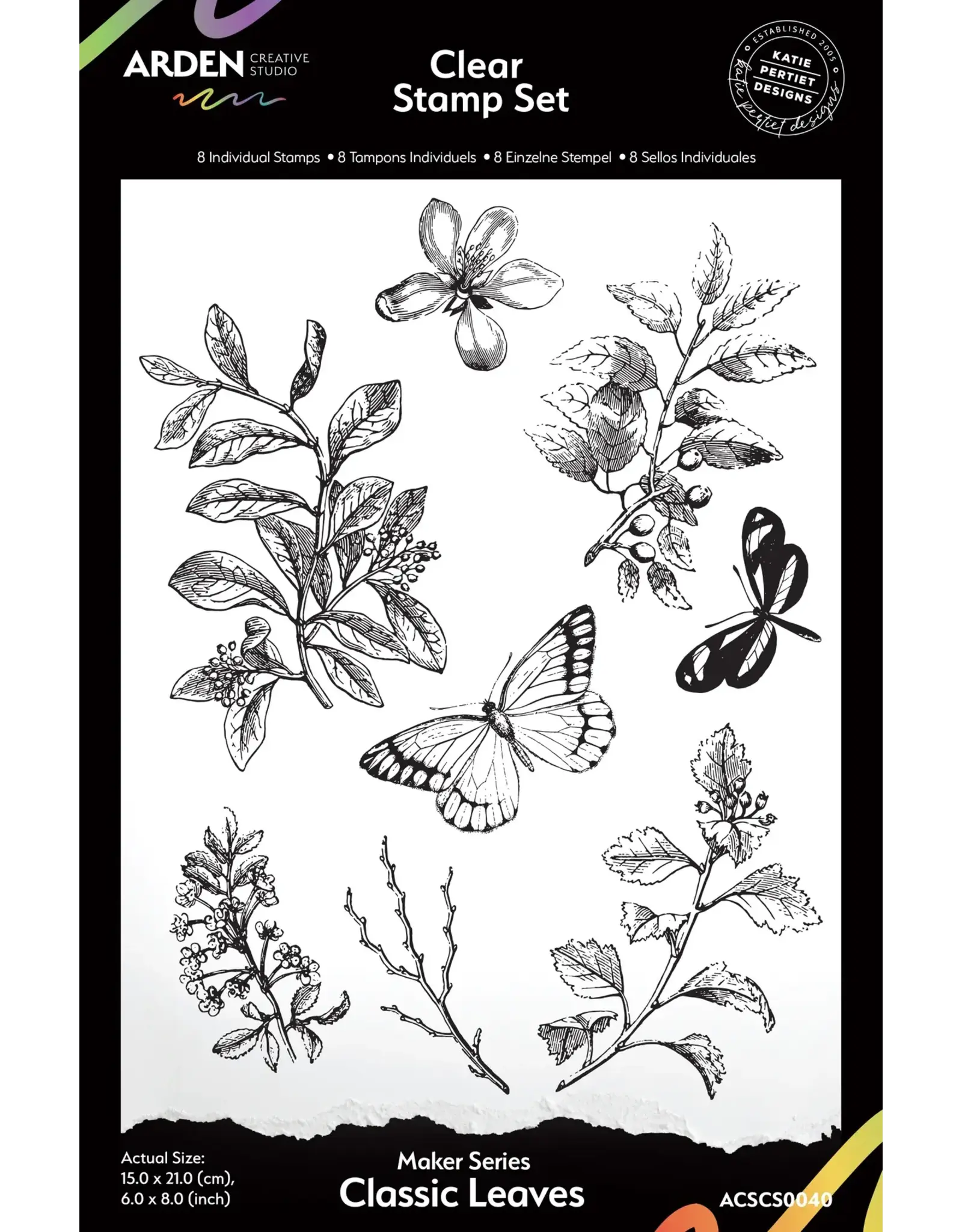 ARDEN CREATIVE STUDIO ARDEN CREATIVE STUDIO MAKER SERIES FEUILLES CLASSIQUES 6x8 ENSEMBLE DE TAMPONS CLAIRS