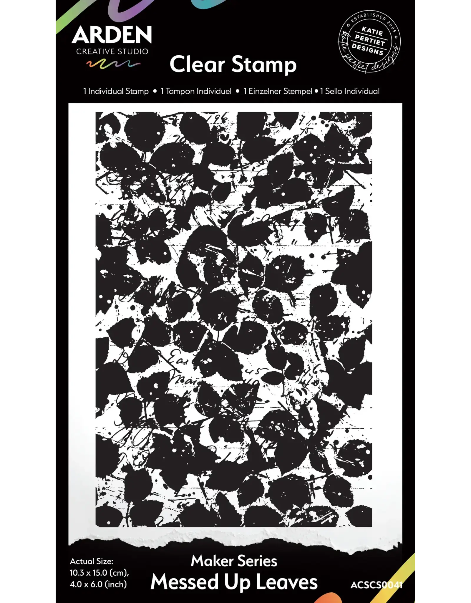 ARDEN CREATIVE STUDIO ARDEN CREATIVE STUDIO MAKER SERIES FEUILLES DÉSORDONNÉES 4x6 TAMPON CLAIR ARRIÈRE-PLAN