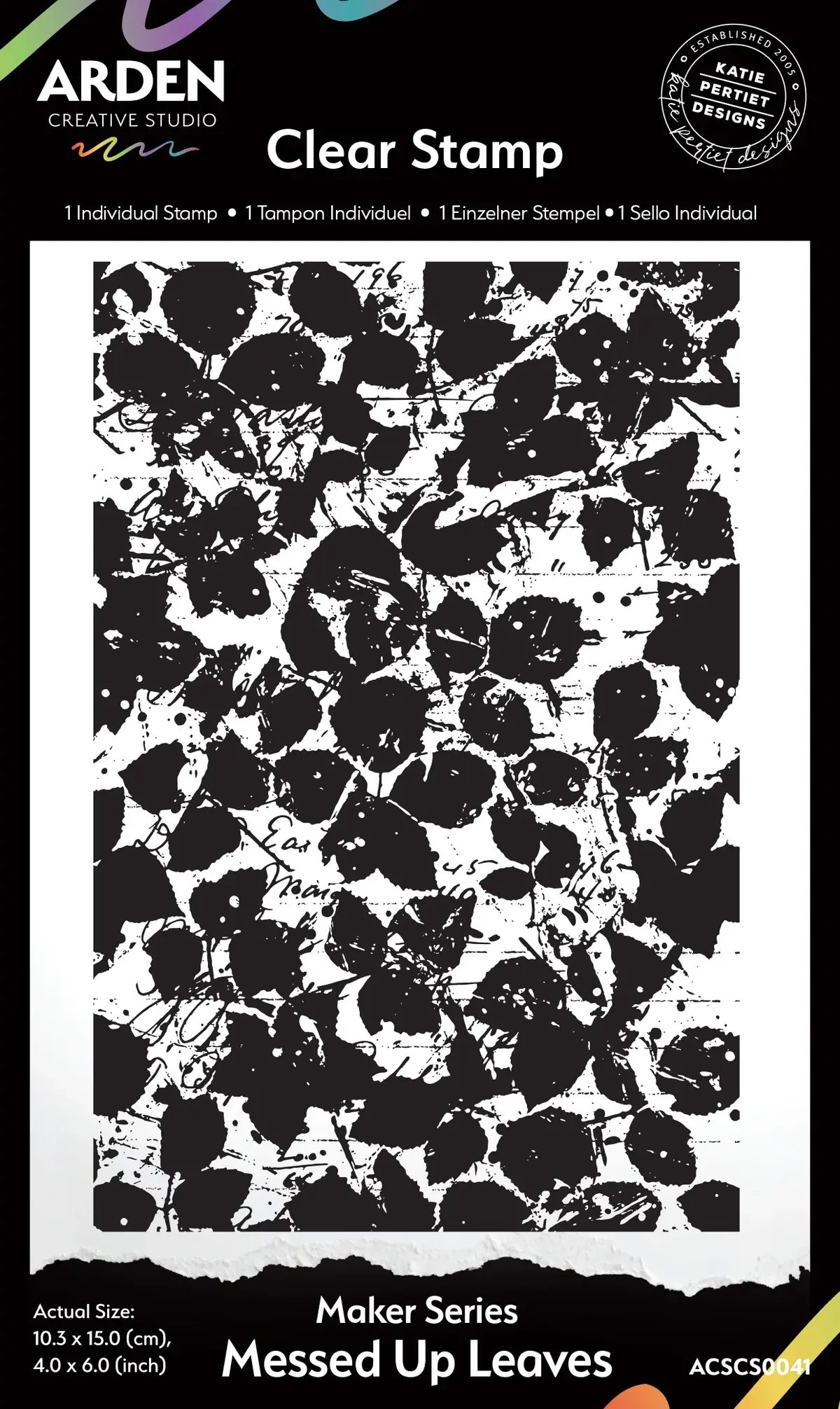 ARDEN CREATIVE STUDIO ARDEN CREATIVE STUDIO MAKER SERIES MESSED UP LEAVES 4x6 BACKGROUND CLEAR STAMP