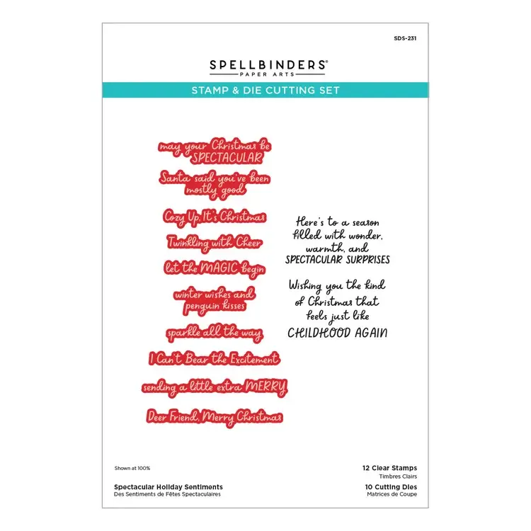 SPELLBINDERS SPELLBINDERS SPECTACULAR HOLIDAY SENTIMENTS CLEAR STAMP & DIE SET