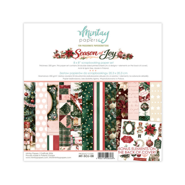 MINTAY MINTAY SEASON OF JOY 8x8 PAPER PAD 24 SHEETS