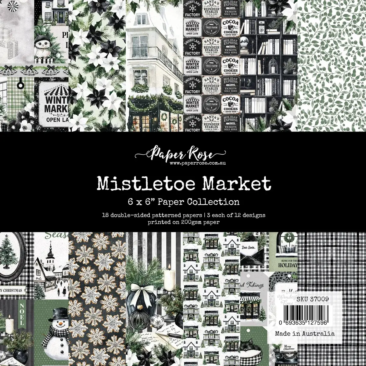 PAPER ROSE PAPER ROSE MISTLETOE MARKET 6x6 COLLECTION DE PAPIERS