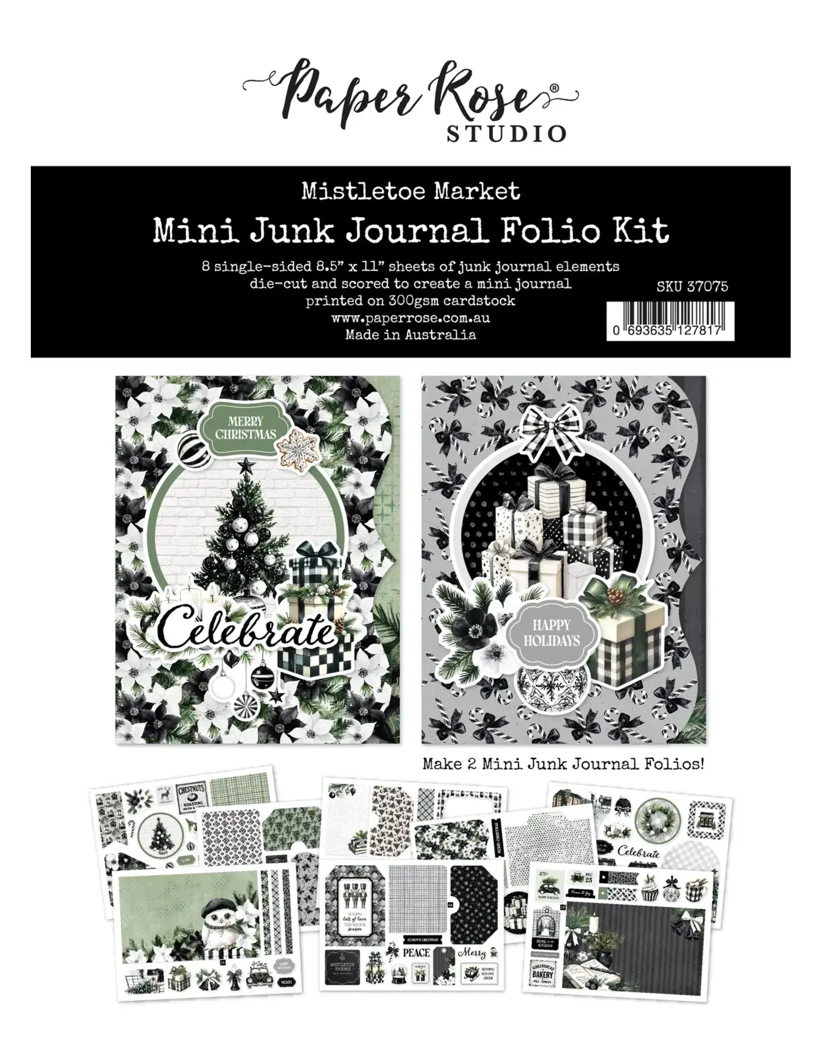 PAPER ROSE PAPER ROSE KIT DE FOLIO MISTLETOE MARKET FORMAT 8,5 x 11 POUR MINI-JOURNAL CREATIF