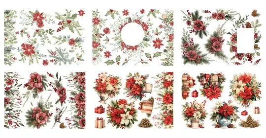 LDRS CREATIVE LDRS CREATIVE FESTIVE FLORA RUB-ON AQUAINK TRANSFER SHEETS 6/PK