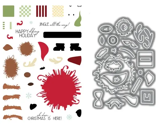 LDRS CREATIVE LDRS CREATIVE FUZZY WUZZIES HAPPY ELFING HOLIDAY STAMP & DIE SET