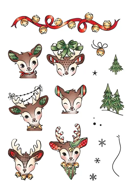 LDRS CREATIVE LDRS CREATIVE PATCHWORK REINDEER GAMES POSTAGE COLLAGE CLEAR STAMP SET