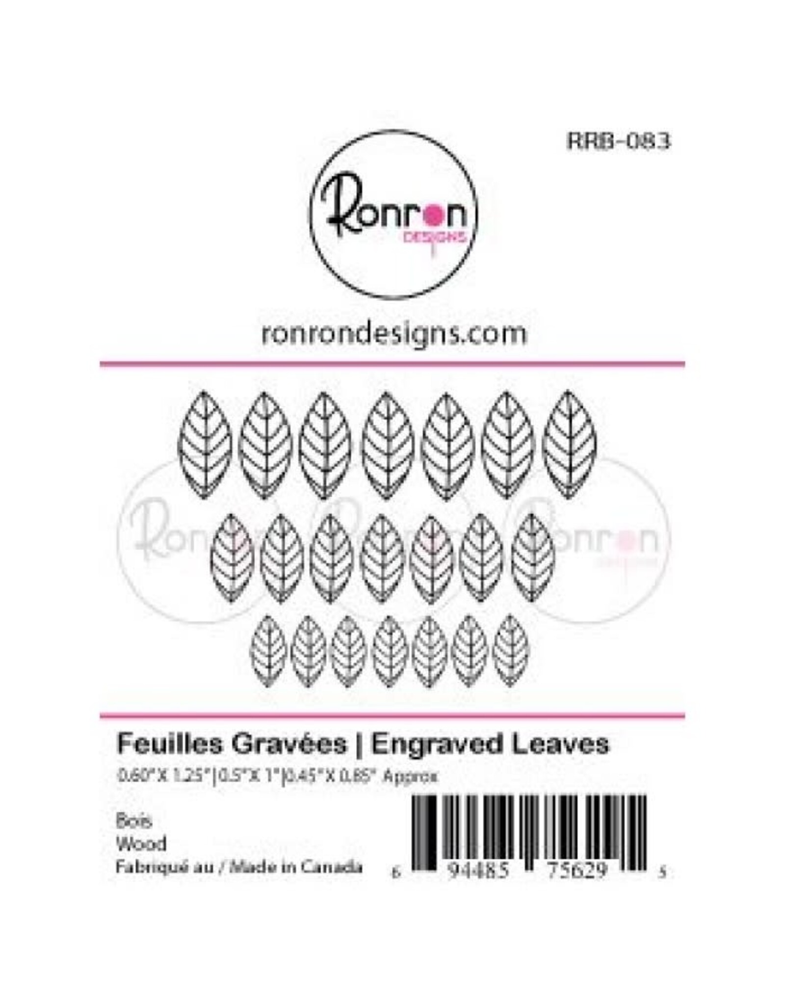RONRON DESIGNS RONRON DESIGNS FEUILLES GRAVEÉS WOOD PIECES