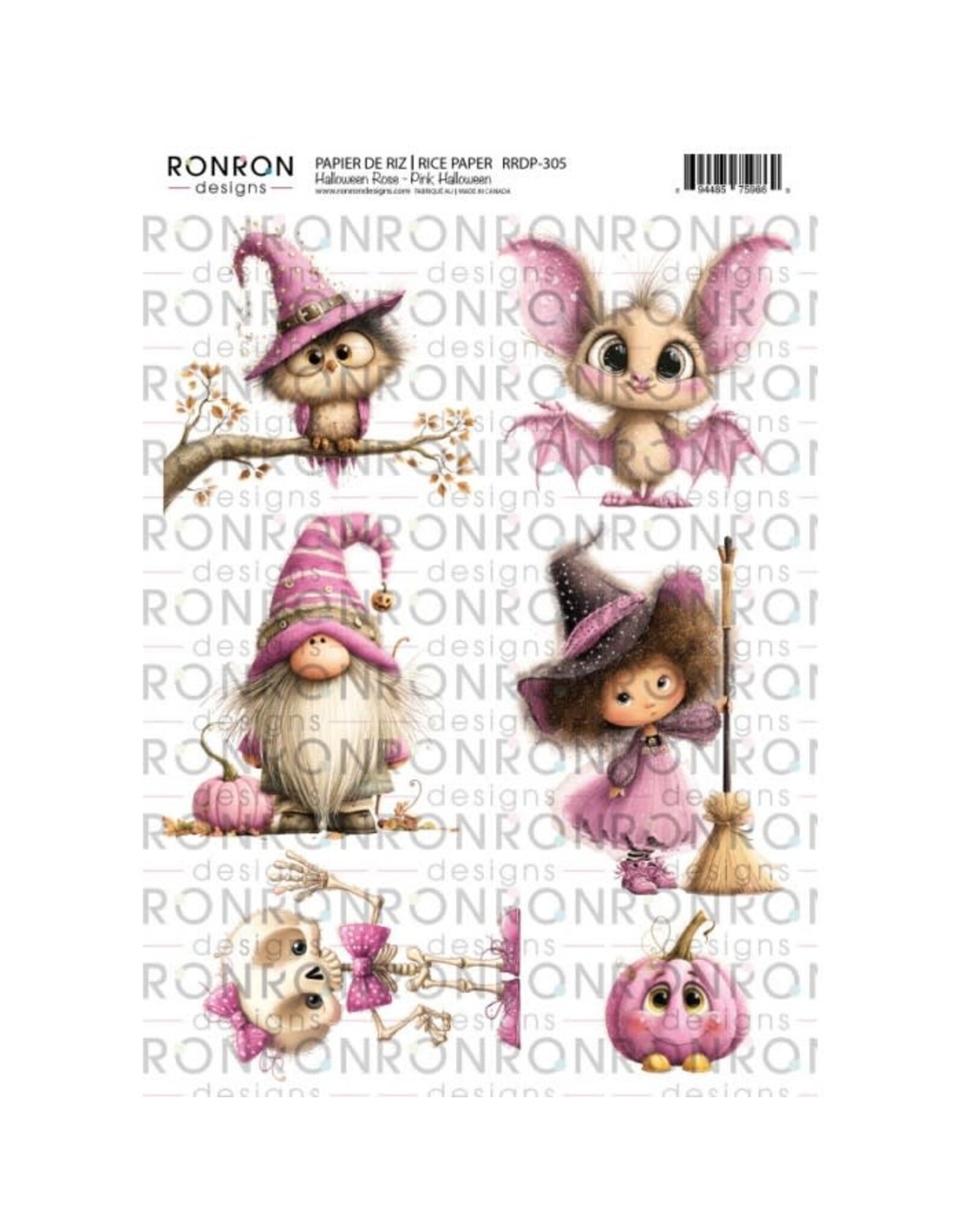 RONRON DESIGNS RONRON DESIGNS HALLOWEEN ROSE PAPIER DE RIZ