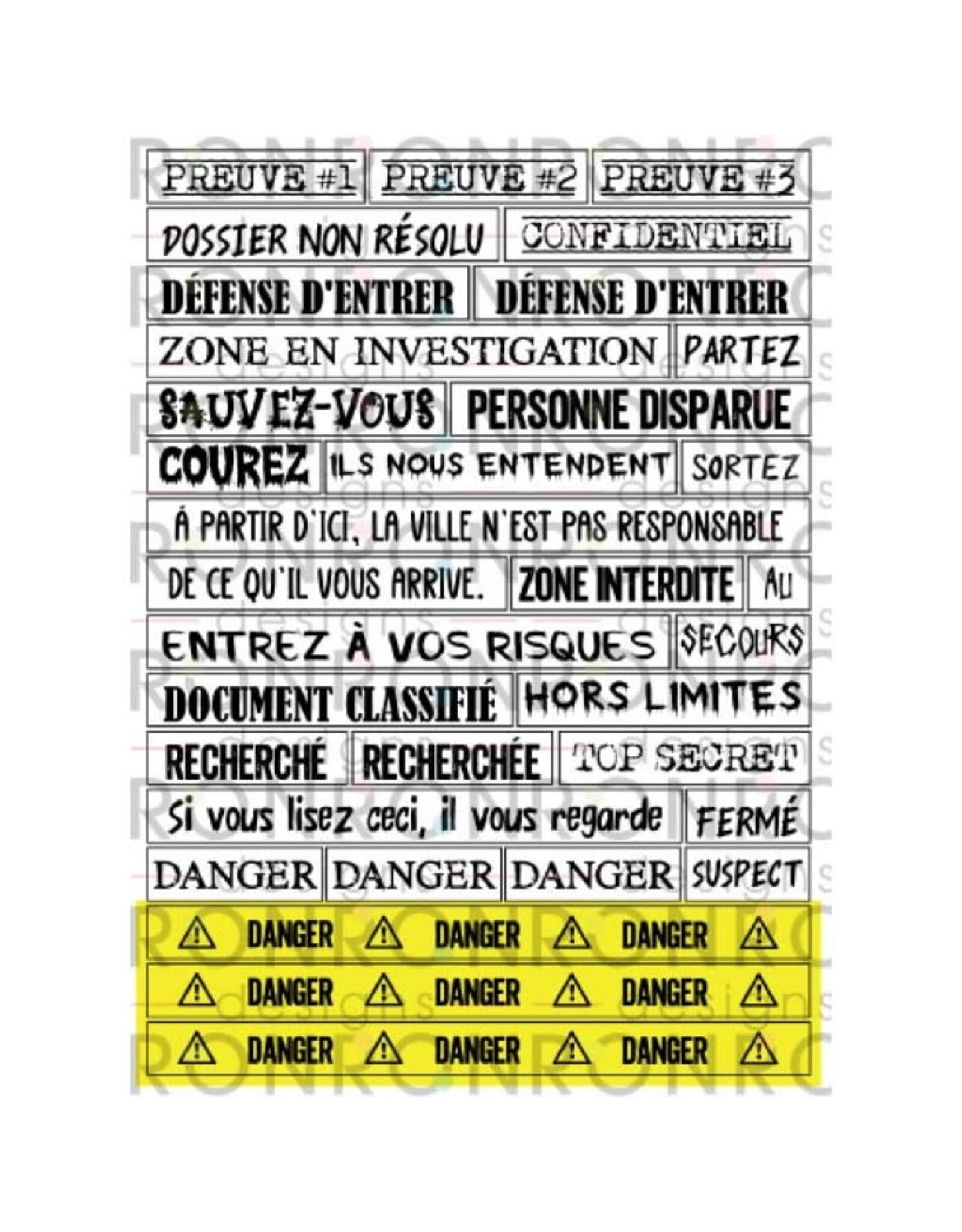 RONRON DESIGNS RONRON DESIGNS SCÈNE DE CRIME - AUTOCOLLANTS BLANC