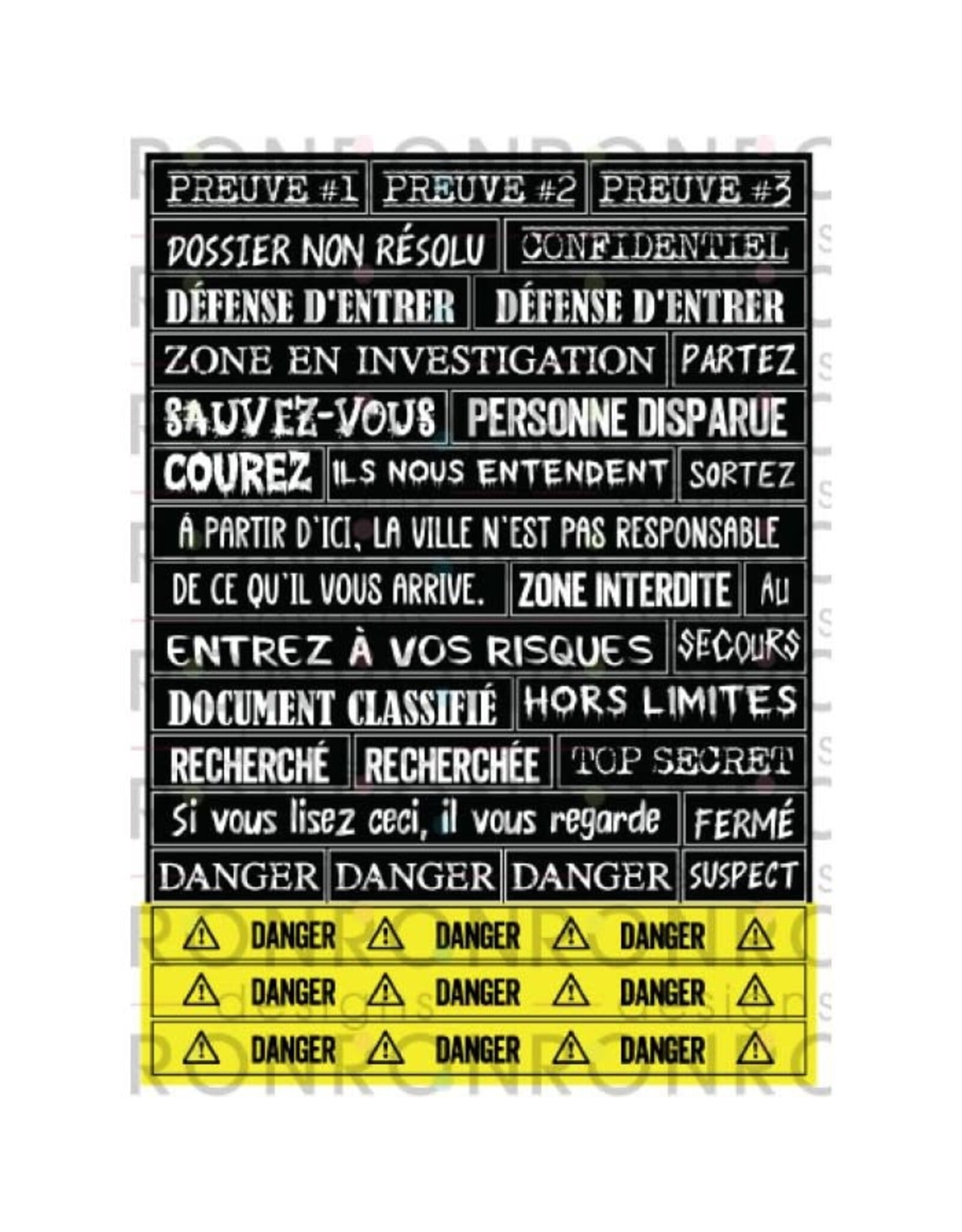 RONRON DESIGNS RONRON DESIGNS SCÈNE DE CRIME - AUTOCOLLANTS NOIR
