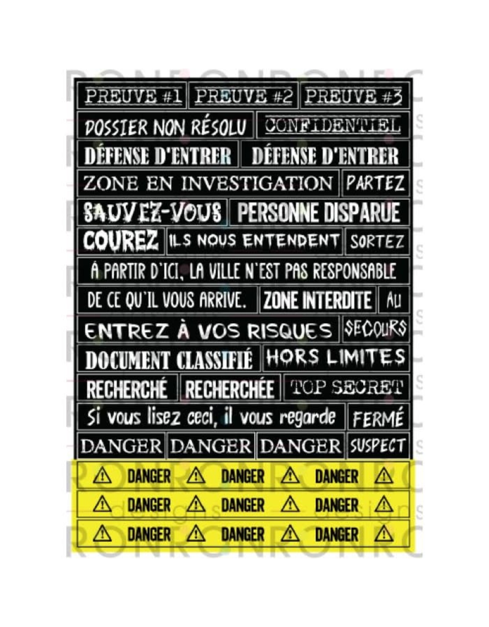RONRON DESIGNS RONRON DESIGNS SCÈNE DE CRIME - BLACK STICKERS