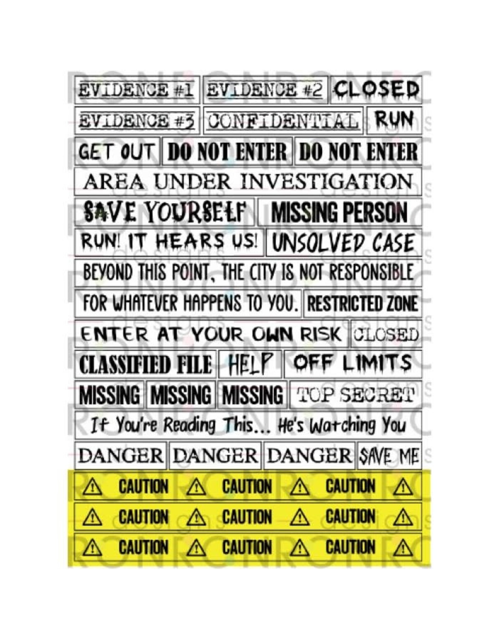 RONRON DESIGNS RONRON DESIGNS CRIME SCENE - WHITE STICKERS