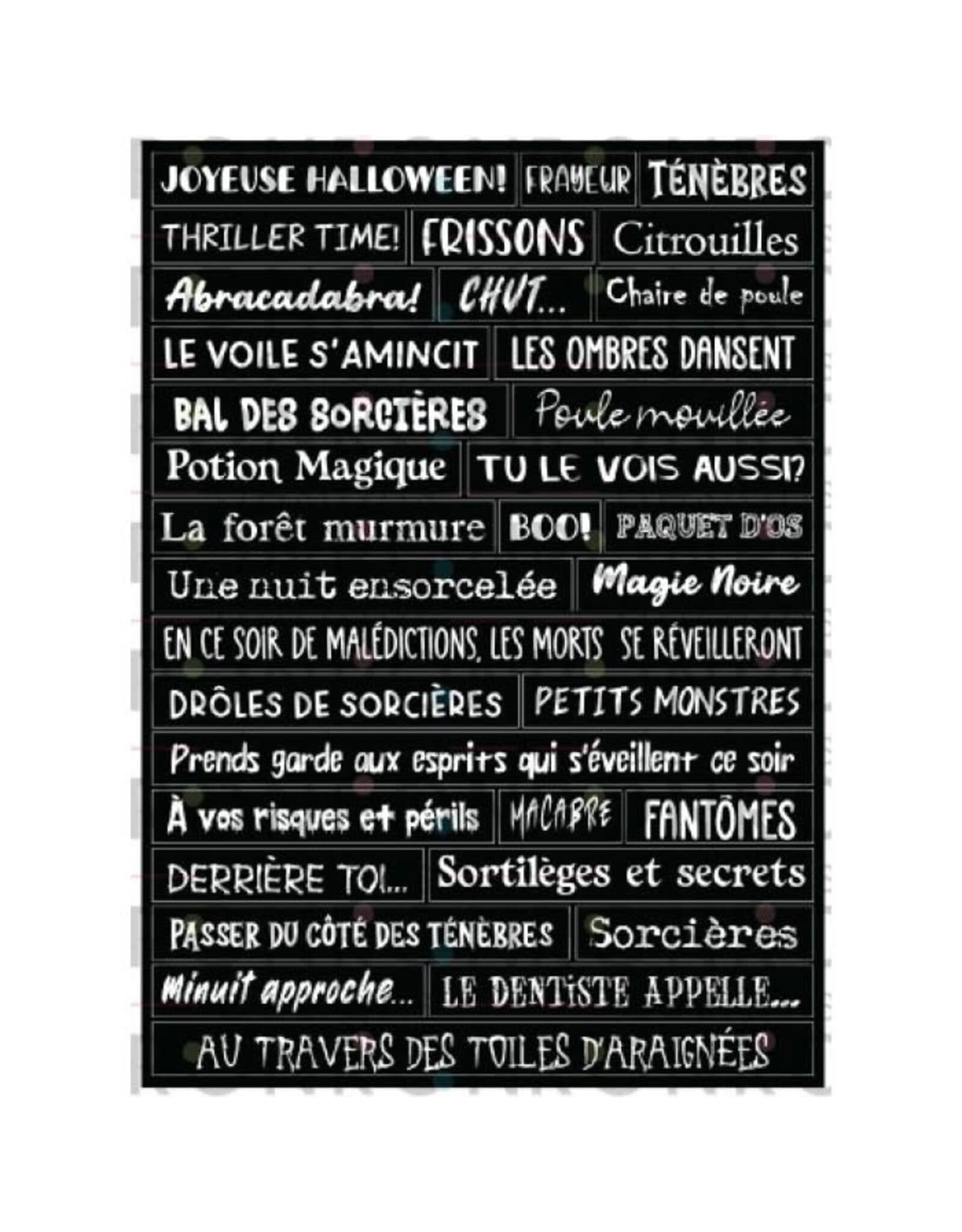 RONRON DESIGNS RONRON DESIGNS HALLOWEEN - AUTOCOLLANTS NOIR (FRANÇAIS)
