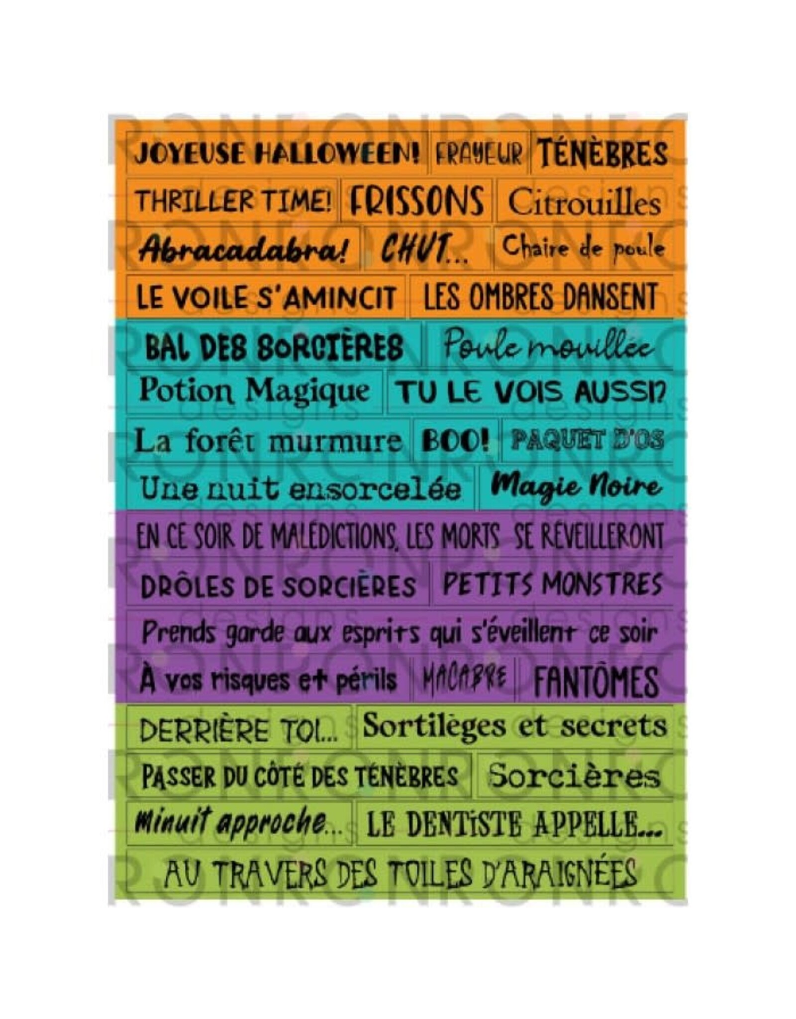 RONRON DESIGNS RONRON DESIGNS HALLOWEEN - BRIGHT COLORED STICKERS (FRENCH)