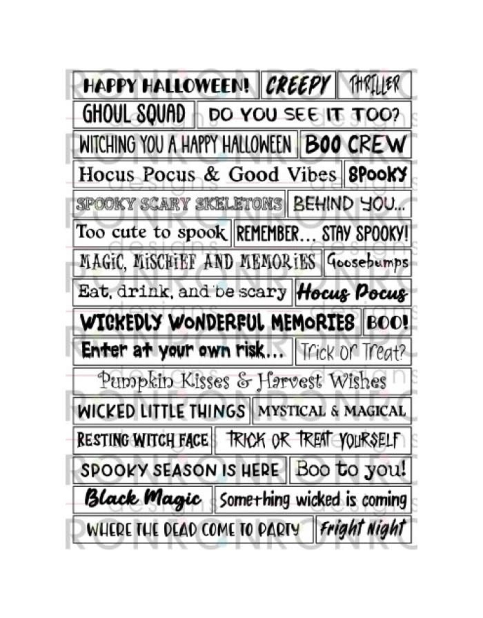 RONRON DESIGNS RONRON DESIGNS HALLOWEEN - AUTOCOLLANTS BLANC (ANGLAIS)