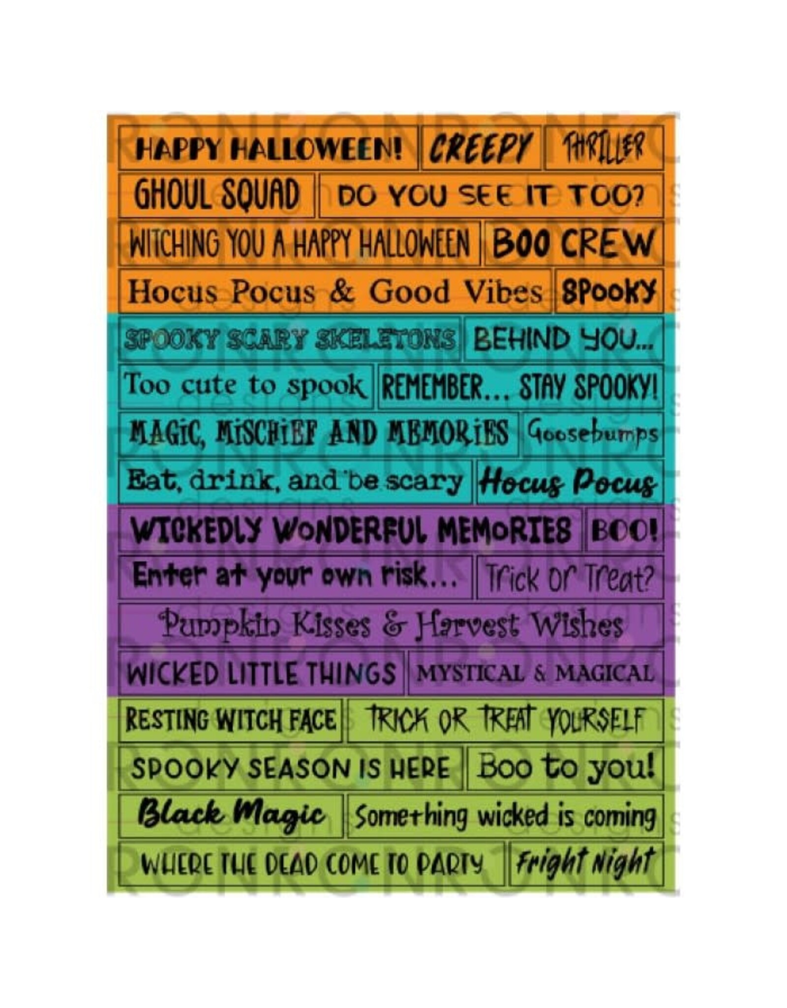 RONRON DESIGNS RONRON DESIGNS HALLOWEEN - AUTOCOLLANTS COULEURS VIVES (ANGLAIS)
