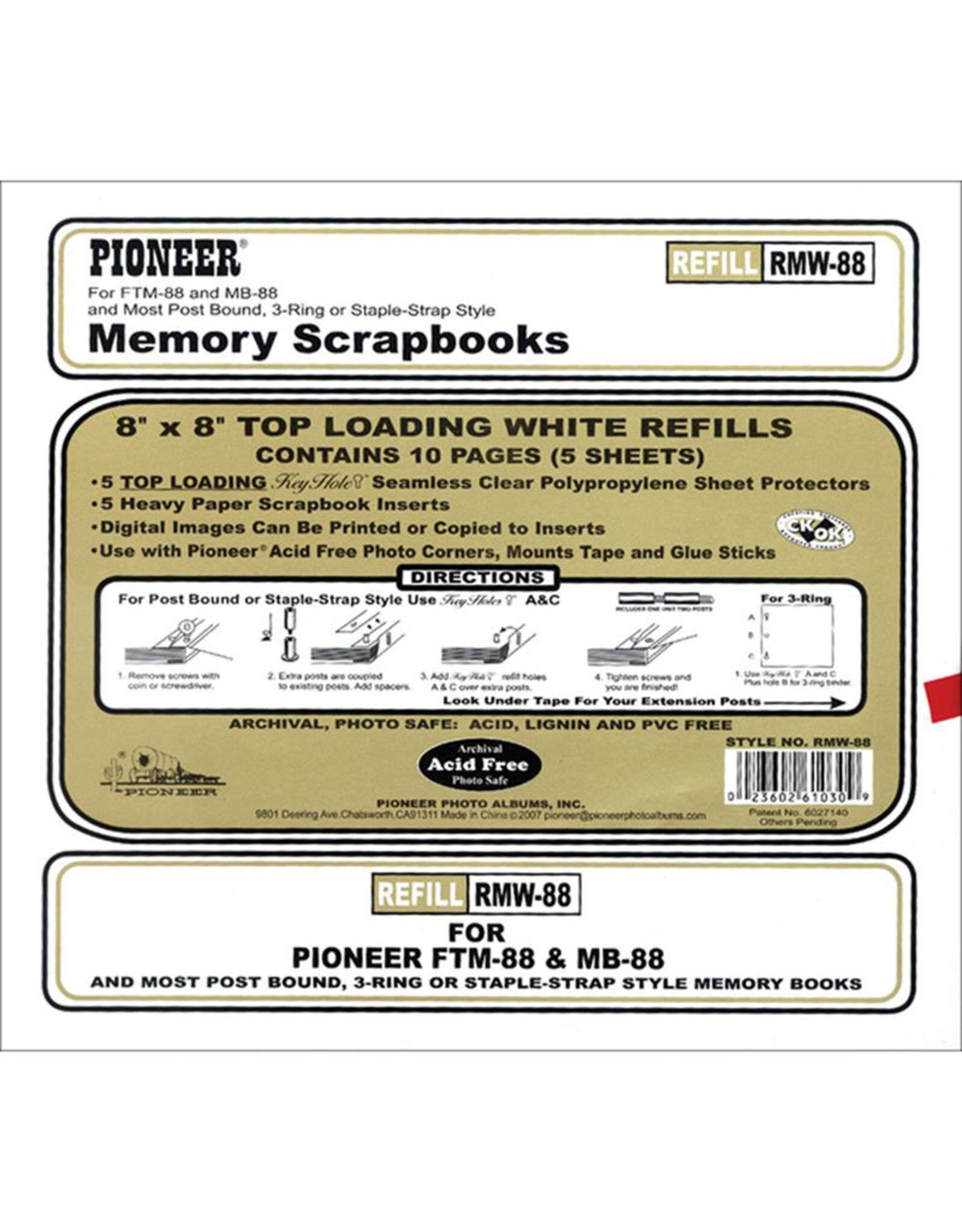 PIONEER PIONEER WHITE 8x8 PAGE REFILLS 5PK