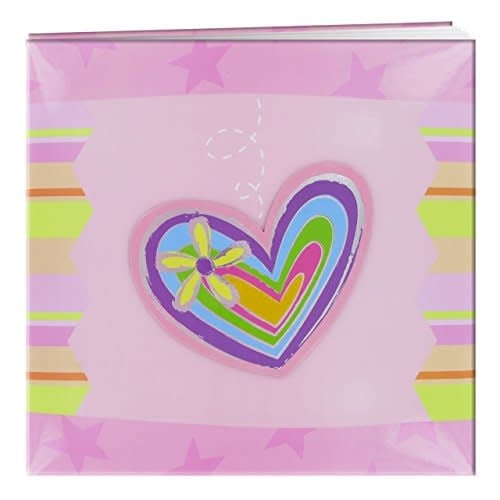 PIONEER PIONEER 3D APPLIQUE HEART WHITE STRIPED POST BOUND 12x12 ALBUM