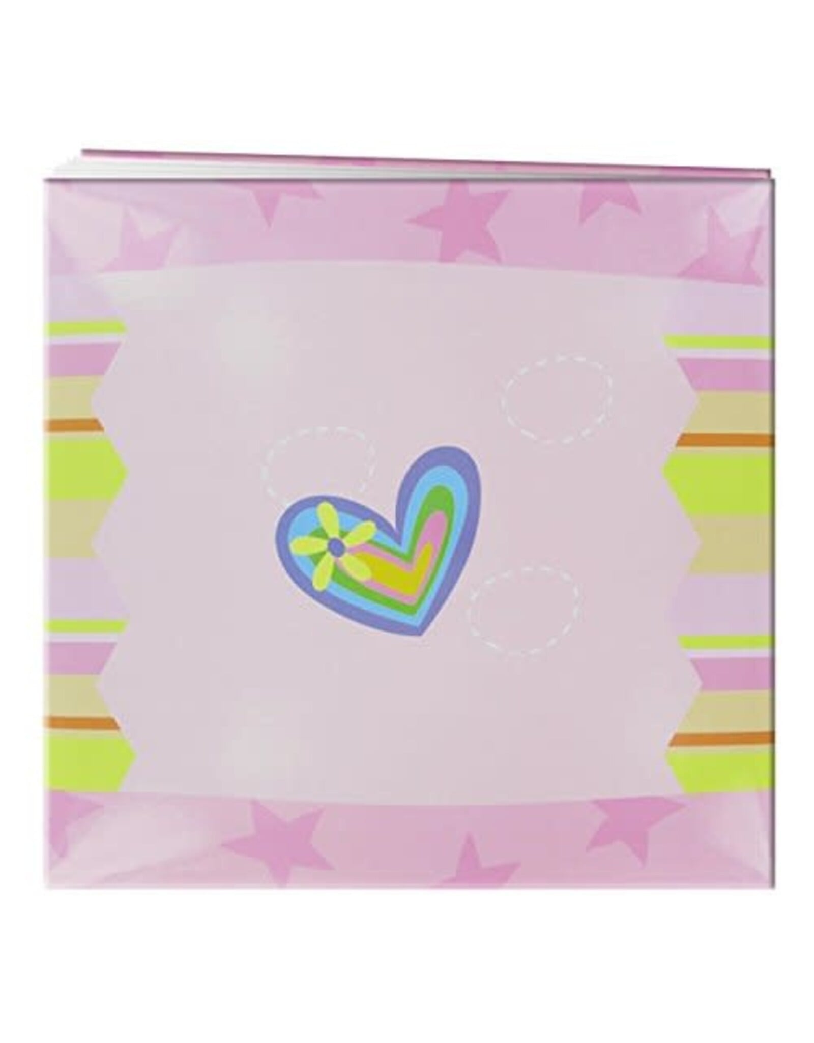 PIONEER PIONEER 3D APPLIQUE HEART WHITE STRIPED POST BOUND 12x12 ALBUM