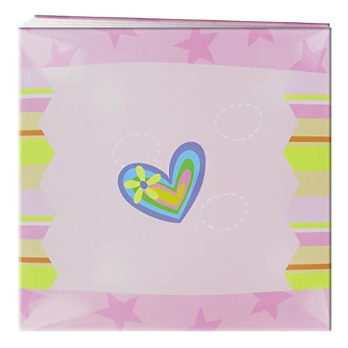 PIONEER PIONEER 3D APPLIQUE HEART WHITE STRIPED POST BOUND 12x12 ALBUM