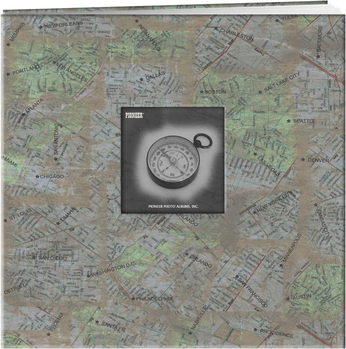 PIONEER PIONEER CITY MAPS POST BOUND 12x12 ALBUM WITH WINDOW