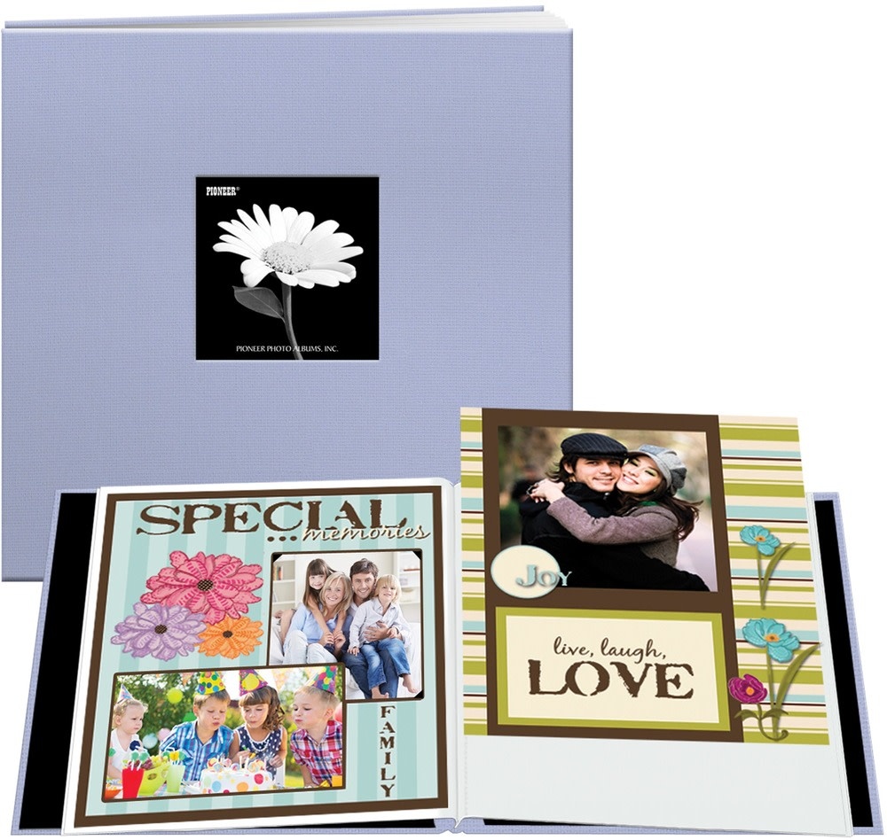 PIONEER PIONEER BOOK CLOTH COVER HEAVENLY BLUE 8x8 POST BOUND ALBUM WITH WINDOW
