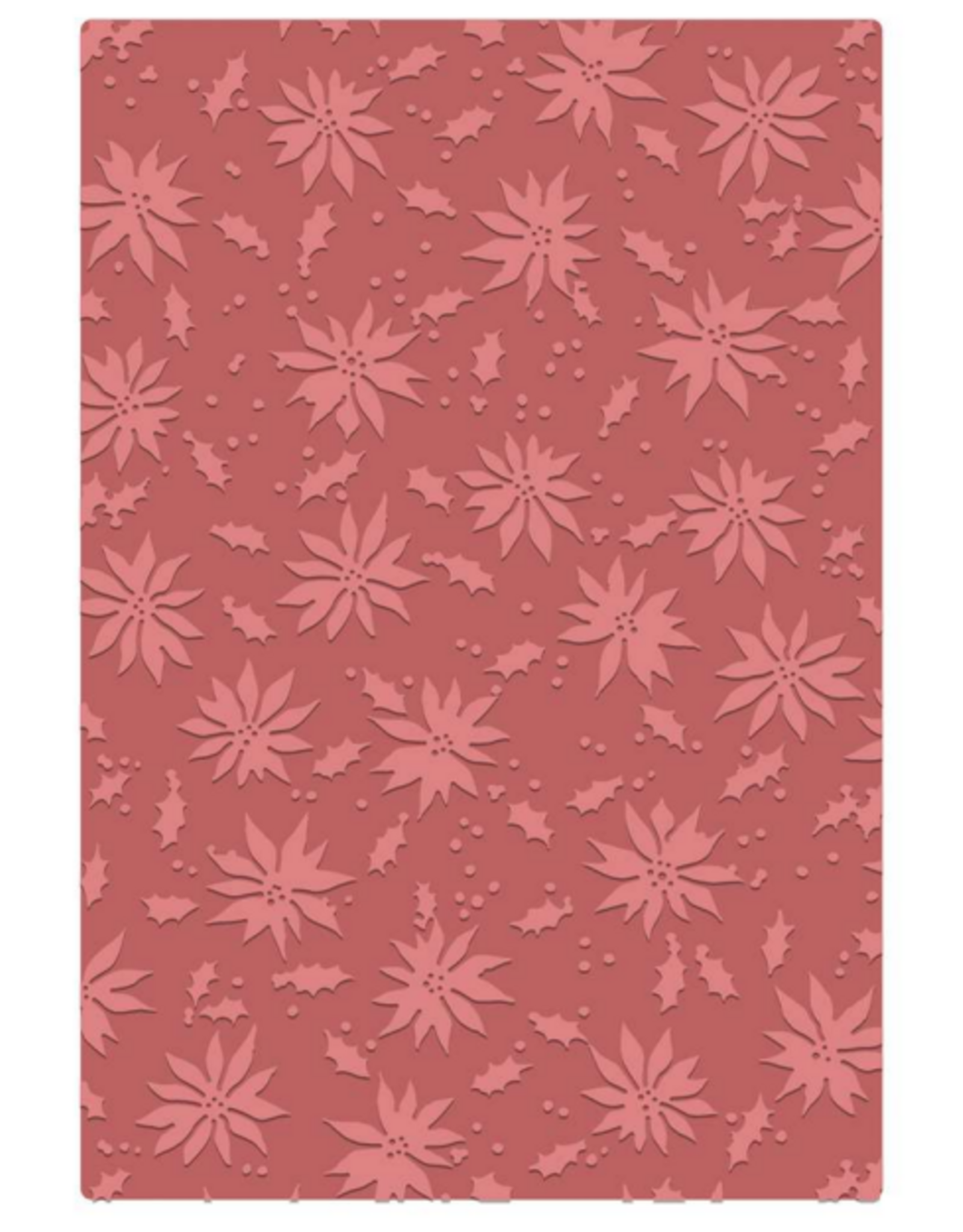SIZZIX SIZZIX TIM HOLTZ 2D TEXTURE FADES VAULT HOLLY POINSETTIA LARGE A5 EMBOSSING FOLDER