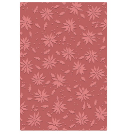 SIZZIX SIZZIX TIM HOLTZ 2D TEXTURE FADES VAULT HOLLY POINSETTIA LARGE A5 EMBOSSING FOLDER