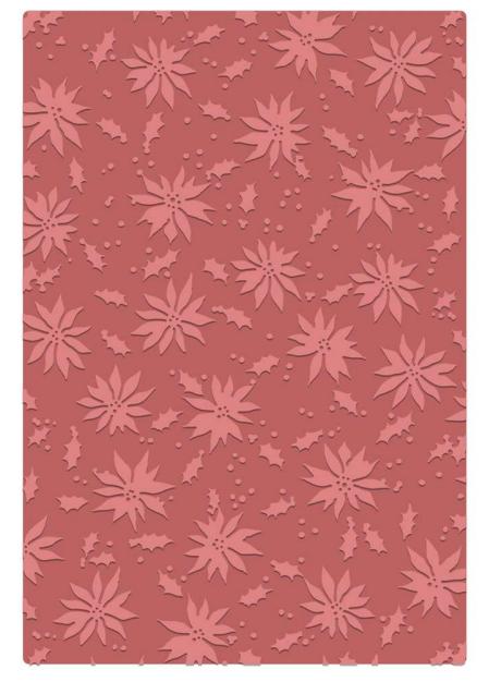 SIZZIX SIZZIX TIM HOLTZ 2D TEXTURE FADES VAULT HOLLY POINSETTIA LARGE A5 EMBOSSING FOLDER