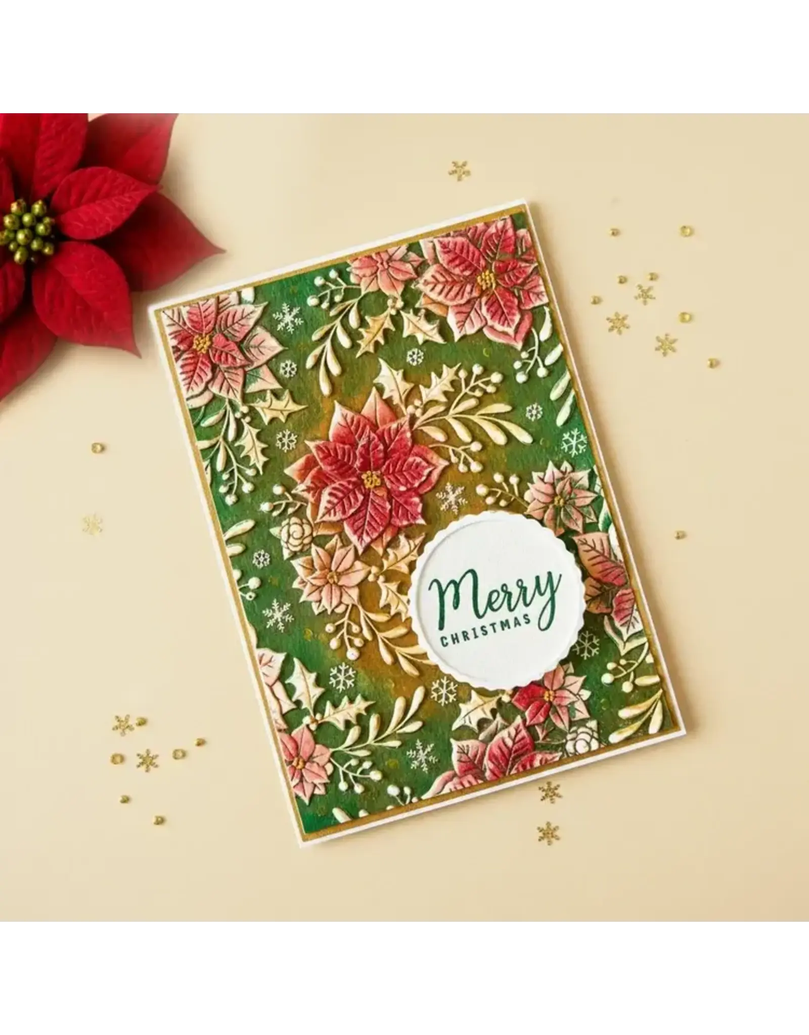 LISA HORTON CRAFTS LISA HORTON CRAFTS FESTIVE POINSETTIA 5x7 3D EMBOSSING FOLDER