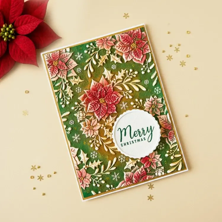 LISA HORTON CRAFTS LISA HORTON CRAFTS FESTIVE POINSETTIA 5x7 3D EMBOSSING FOLDER