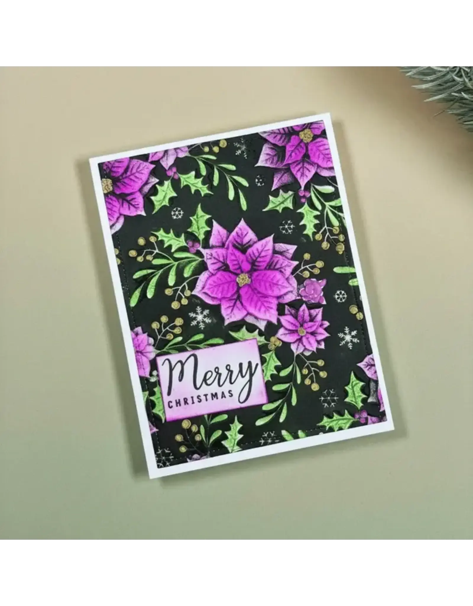 LISA HORTON CRAFTS LISA HORTON CRAFTS POINSETTIA FESTIF 5x7 DOSSIER À GAUFRAGE 3D